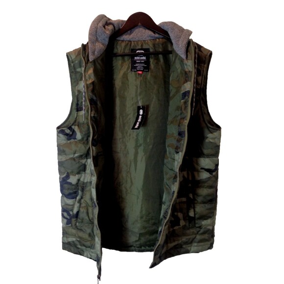 NWT Ecko Unltd. Camo Puffer Vest Hoodie XL Mens Camouflage Sleeveless Zip Front - Picture 3 of 9
